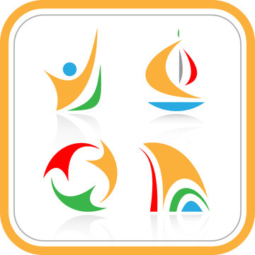 Vector abstract internet icons. Orange set. Simply change.