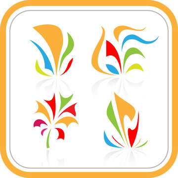 Vector abstract internet icons. Orange set. Simply change.
