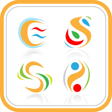 Vector abstract internet icons. Orange set. Simply change.
