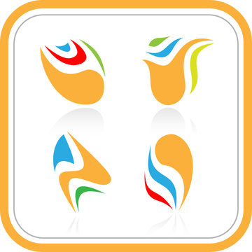 Vector abstract internet icons. Orange set. Simply change.