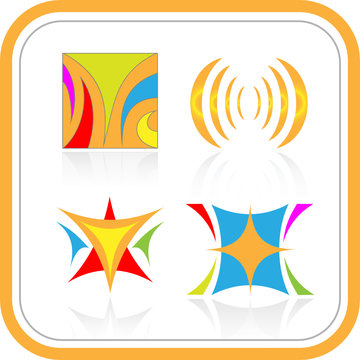 Vector abstract internet icons. Orange set. Simply change.