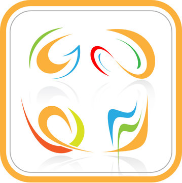 Vector abstract internet icons. Orange set. Simply change.