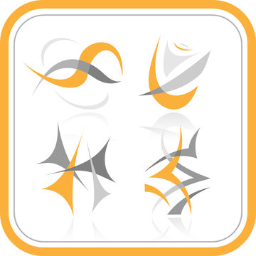 Vector abstract internet icons. Orange set. Simply change.