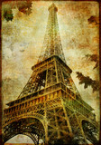 Fototapeta Paryż - Eiffel tower - vintage card
