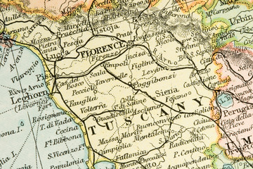 Vintage (1907 copyright-expired) map showing countries