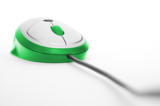 green computer mouse isolated on white