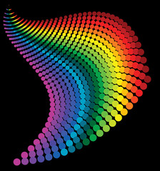 Poster - Abstract rainbow dots on black background