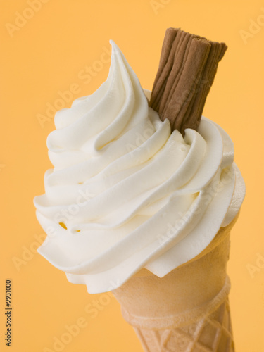 Soft Whipped Ice Cream With A Chocolate Flake In A Wafer Cone Poster