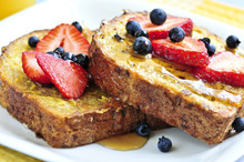 Breakfast Of French Toast With Fresh Berries And Maple Syrup