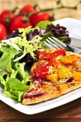 Poster - Vegetarian meal of vegetable pizza and green salad