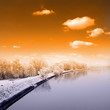 canvas print picture - Kanal im Winter