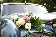 Luxury Wedding Car Decorated With Flowers