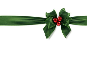 green bow isolated on white background