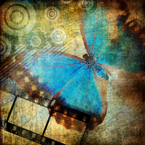 Plakat na zamówienie grungy artwork with butterfly