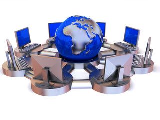 Fototapete - Concept of internet. 3d