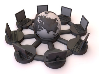 Fototapete - Concept of internet. 3d