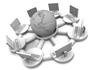 Fototapete - Concept of internet. 3d