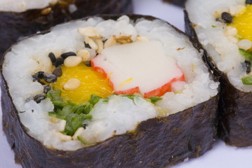 Poster - Detail in Macro Shot of Japanese Sushi .