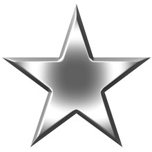 3d Silver Star Isolated In White