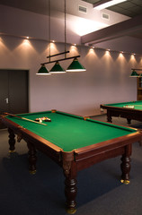 Interior of the large billiard room with two tables