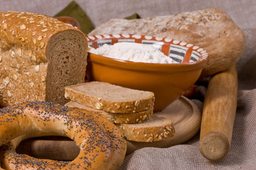 food stuff: still life with various baked bread