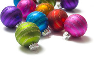 Colorful Striped Christmas Baubles Or Balls