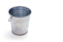 Galvanized Metal Bucket With Shadow On White Field