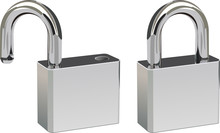 Two Padlocks In Open And Closed Positions.