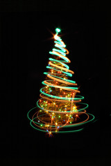 Sticker - xmas tree (lights) on the black background