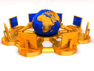 Fototapete - Concept of internet. 3d