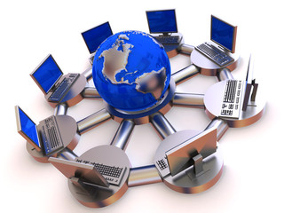 Fototapete - Concept of internet. 3d