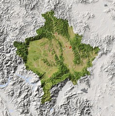 Wall Mural - Kosovo. Shaded relief map, colored for vegetation.