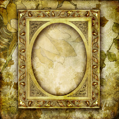 Wall Mural - retro  wallpaper with antique golden frame