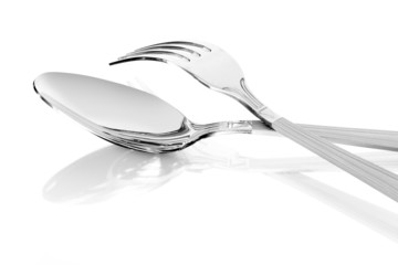 fork with spoon isolated on white