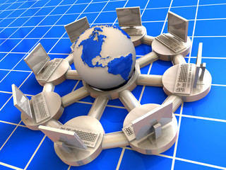 Fototapete - Concept of internet. 3d