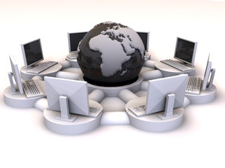Poster - Concept of internet. 3d