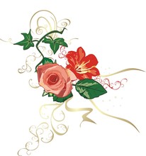 Ivy, Lily And Rose. Decorative Elements