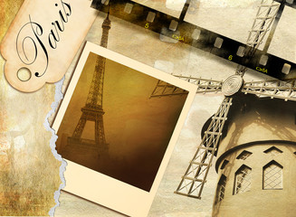 Fototapete - parisian memories - vintage photoalbum