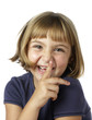 © gpalmer - Blonde 7 year-old girl laughing with pointing finger