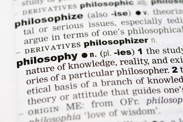 A close up of the word philosophy from a dictionary