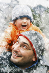 father and son winter portrait