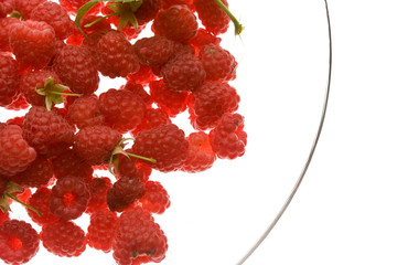 Poster - food series: some raspberry over white background