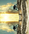 canvas print picture girl climbing on the rock