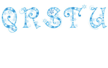 Wall Mural - Christmas alphabet with snowflakes