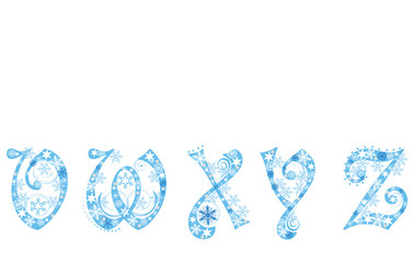 Wall Mural - Christmas alphabet with snowflakes