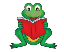 High Detailed Illustration Of A Green Frog Reading