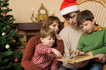 Poster - Little brothers pointing at page of book