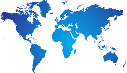 Sticker - world map blue