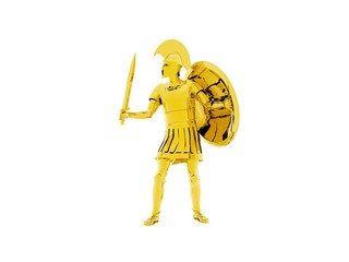 Wall Mural - 3D illustration of a Gold Greek Spartan Or Roman Warrion