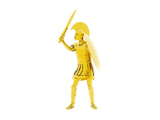 Wall Mural - 3D illustration of a Gold Greek Spartan Or Roman Warrion